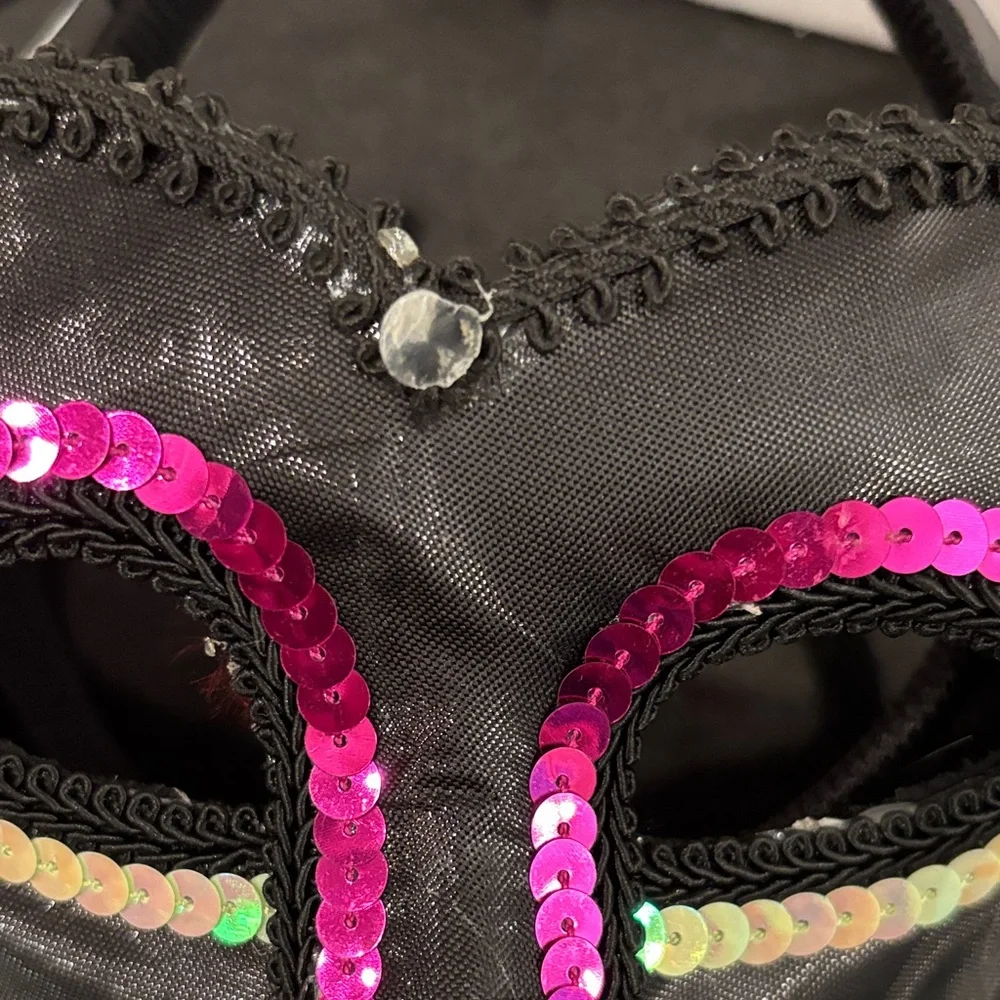 Fun Sequin Masquerade Mask with Pink Accents